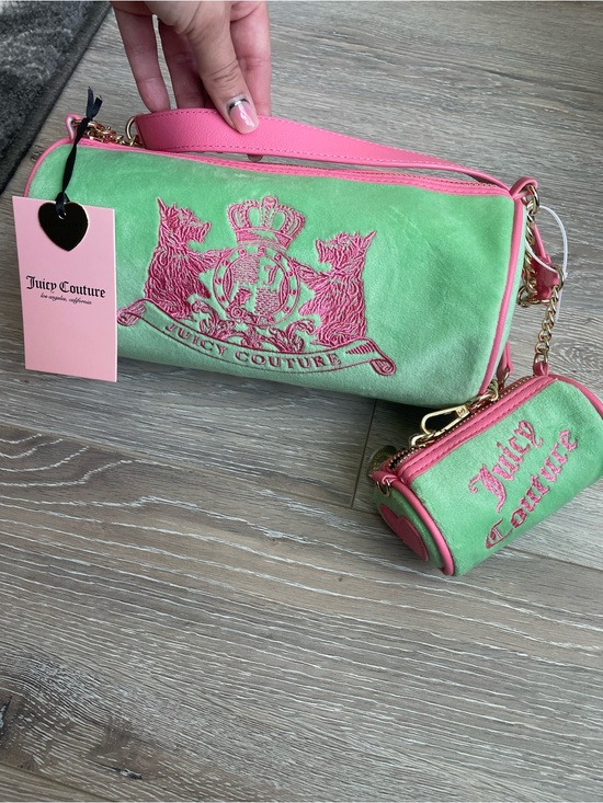 Juicy Couture Handbags - Juicy Couture Green and Pink Barrel bag